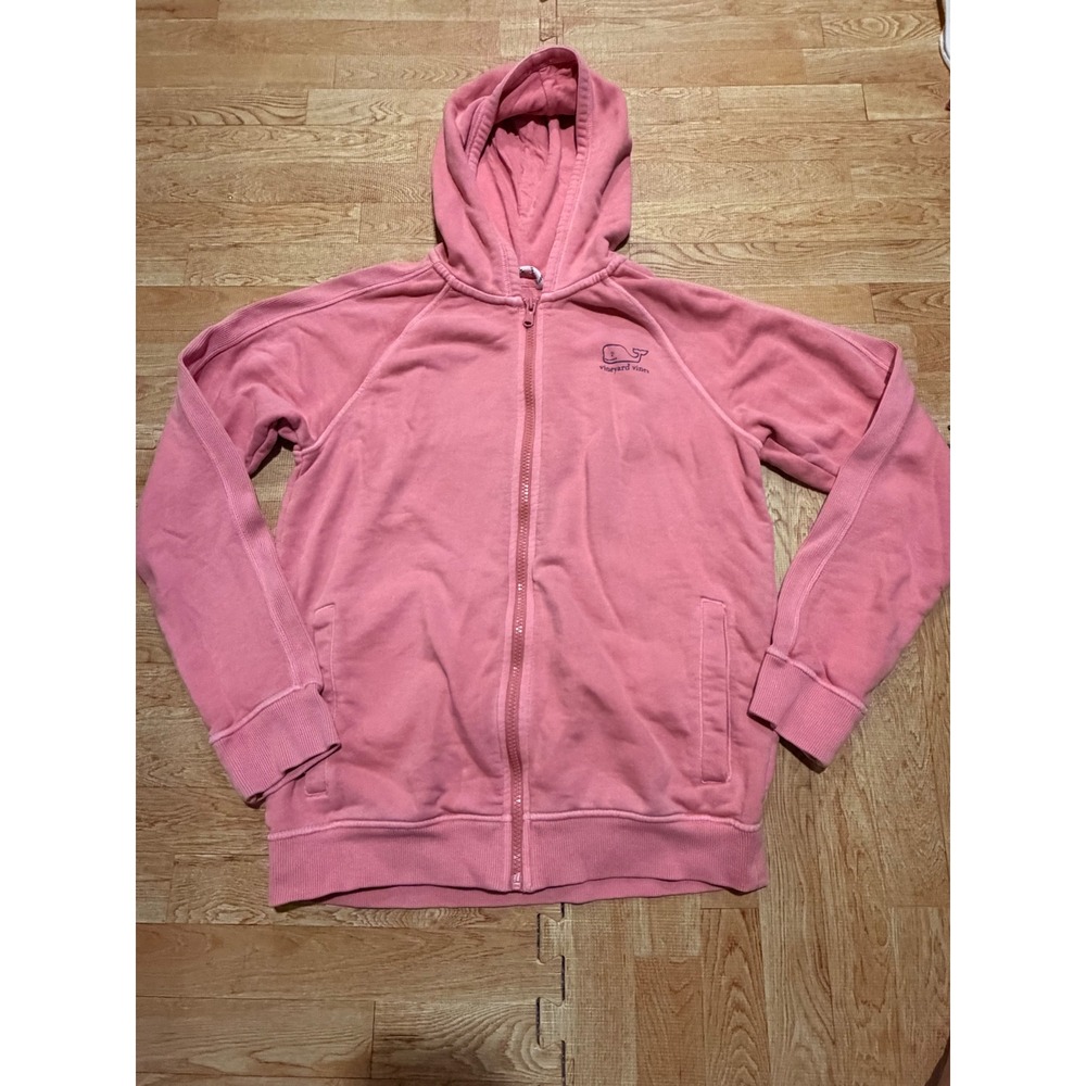 Vineyard Vines Pink Full Zip Hoodie Womens Large Whale Logo French Terry Jacket